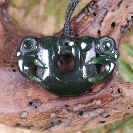 Pekapeka Pendant carved from Kawakawa Pounamu - NZ Greenstone