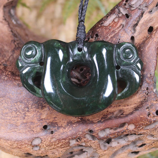 Pekapeka Pendant carved from Kawakawa Pounamu - NZ Greenstone