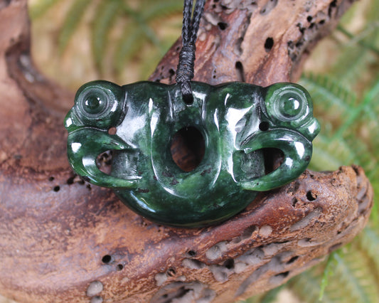 Pekapeka Pendant carved from Kawakawa Pounamu - NZ Greenstone
