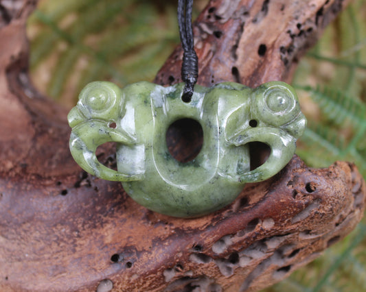 Pekapeka Pendant carved from Serpentine Pounamu - NZ Greenstone