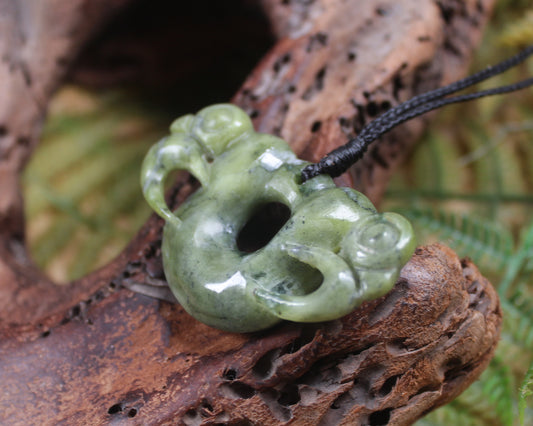Pekapeka Pendant carved from Serpentine Pounamu - NZ Greenstone