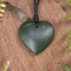 Heart carved from Kawakawa Pounamu - NZ Greenstone