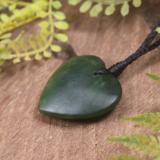 Heart carved from Kawakawa Pounamu - NZ Greenstone