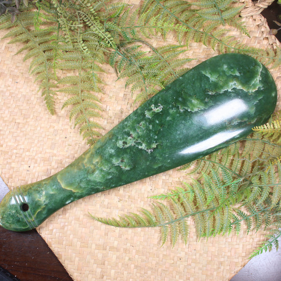 Mere carved from Flower Jade Pounamu - NZ Greenstone