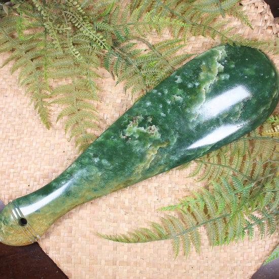 Mere carved from Flower Jade Pounamu - NZ Greenstone