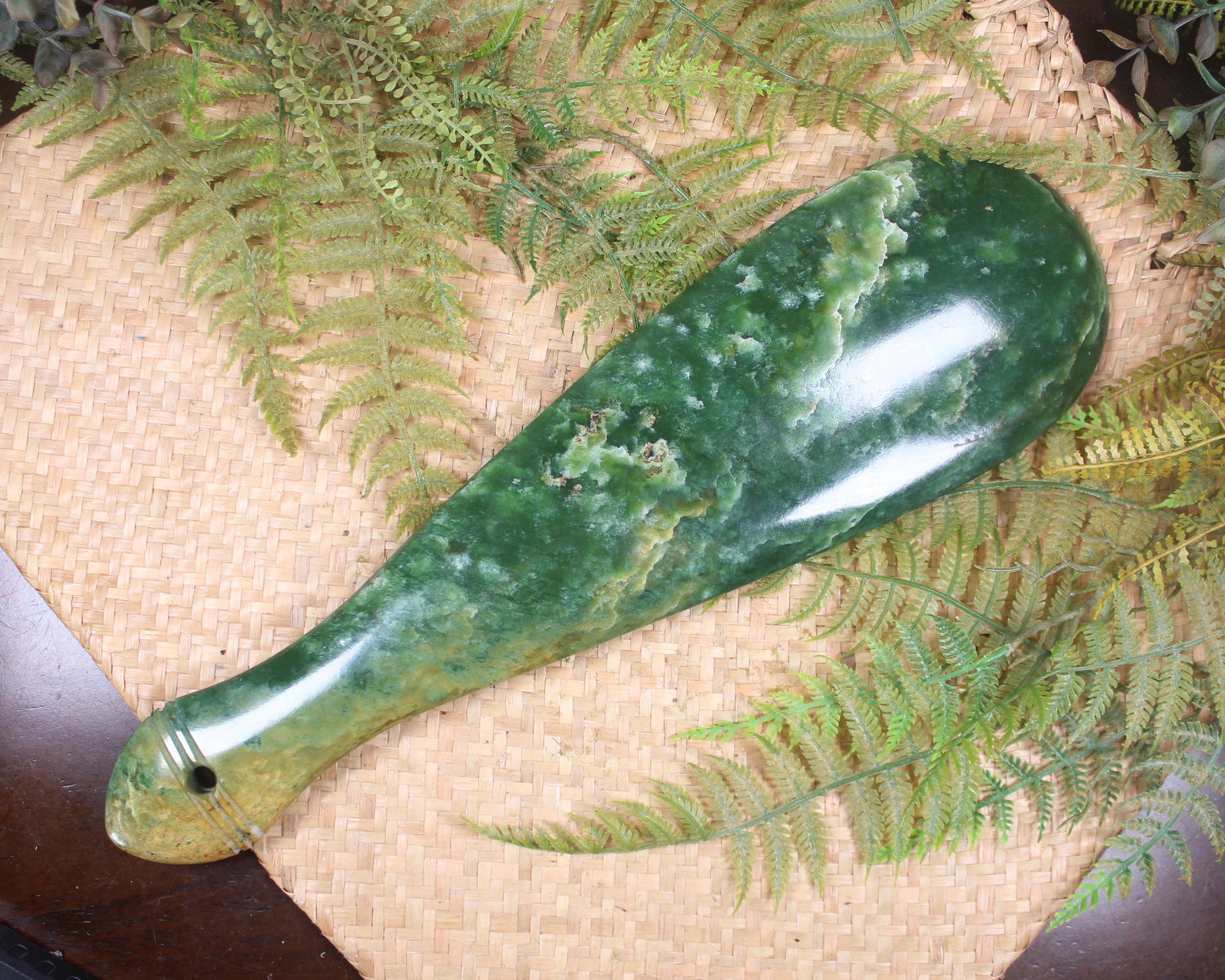 Mere carved from Flower Jade Pounamu - NZ Greenstone