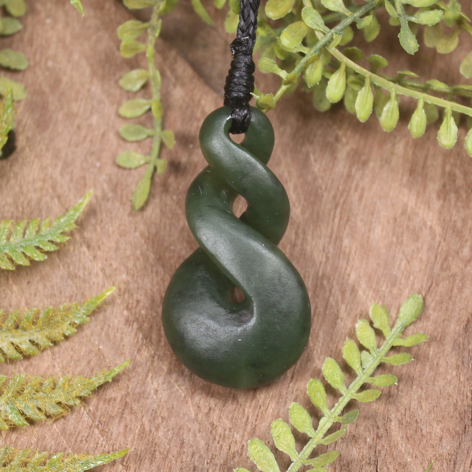 Twist carved from Rimu Pounamu - NZ Greenstone