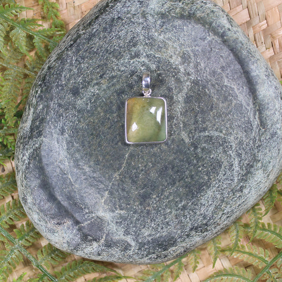Sterling Silver Greenstone Pendant carved from Flower Jade Pounamu - NZ Greenstone