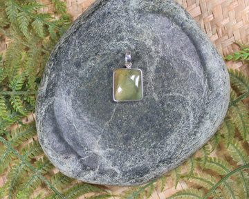 Sterling Silver Greenstone Pendant carved from Flower Jade Pounamu - NZ Greenstone
