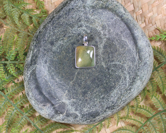 Sterling Silver Greenstone Pendant carved from Flower Jade Pounamu - NZ Greenstone