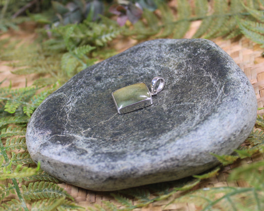 Sterling Silver Greenstone Pendant carved from Flower Jade Pounamu - NZ Greenstone
