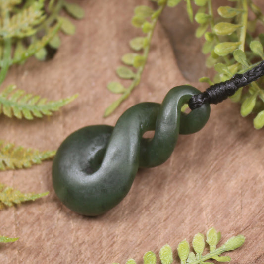 Twist carved from Rimu Pounamu - NZ Greenstone