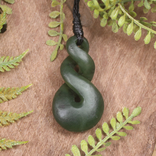 Twist carved from Rimu Pounamu - NZ Greenstone