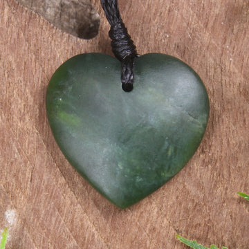 Heart carved from Kawakawa Pounamu - NZ Greenstone