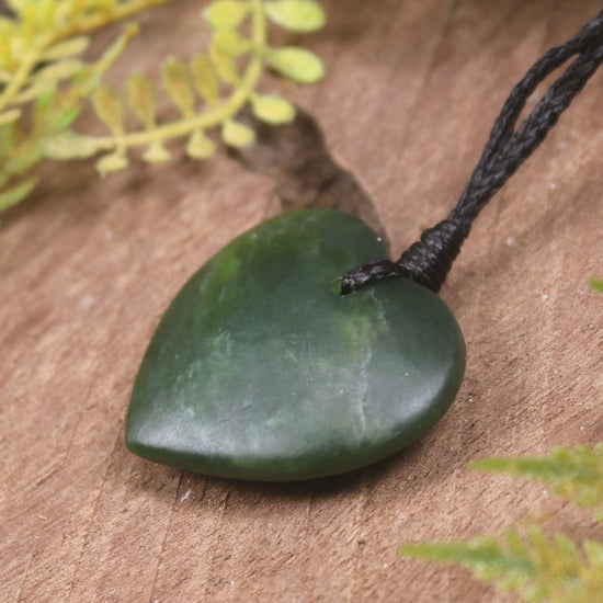 Heart carved from Kawakawa Pounamu - NZ Greenstone