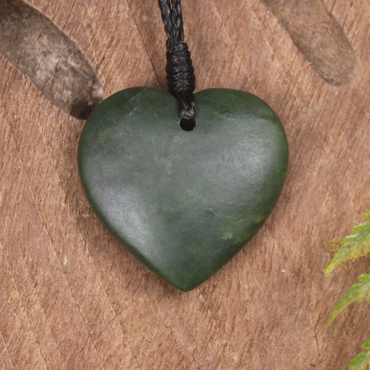 Heart carved from Kawakawa Pounamu - NZ Greenstone