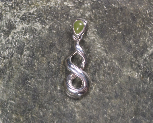 Sterling Silver Greenstone Pendant carved from Hapopo Pounamu - NZ Greenstone