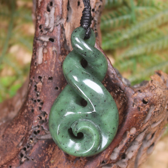 Koru Twist carved from Hapopo  Pounamu - NZ Greenstone