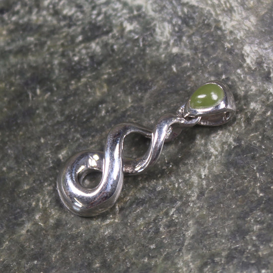 Sterling Silver Greenstone Pendant carved from Hapopo Pounamu - NZ Greenstone
