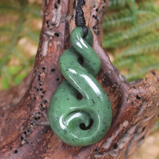 Koru Twist carved from Hapopo  Pounamu - NZ Greenstone