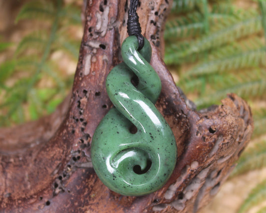 Koru Twist carved from Hapopo  Pounamu - NZ Greenstone
