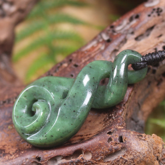 Koru Twist carved from Hapopo  Pounamu - NZ Greenstone