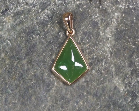 Kawakawa Pounamu pendant with a gold plated setting - NZ Greenstone