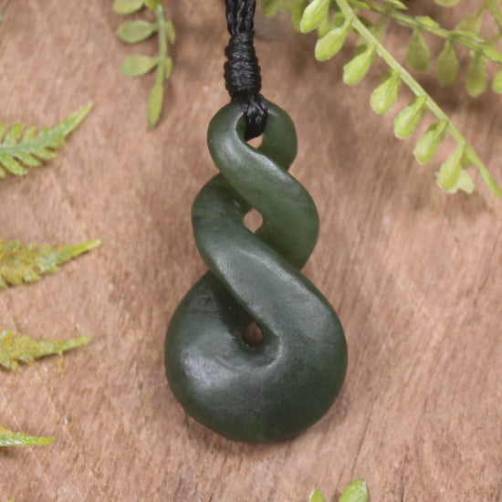 Twist carved from Rimu Pounamu - NZ Greenstone