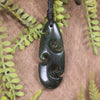Roimata or Teardrop with Koru carved from Kawakawa Pounamu - NZ Greenstone