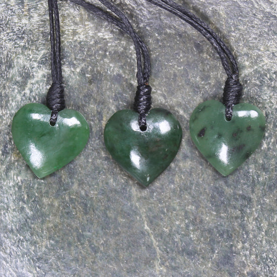 Pounamu heart pendants
