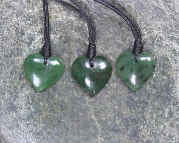 Pounamu heart pendants