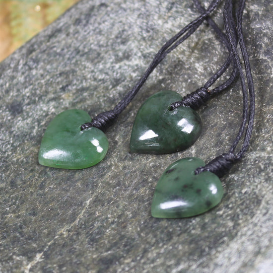 Pounamu heart pendants