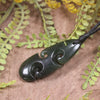 Roimata or Teardrop with Koru carved from Kawakawa Pounamu - NZ Greenstone