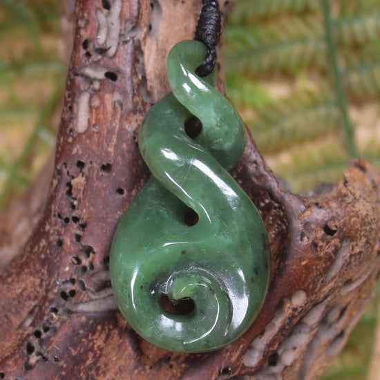Koru Twist carved from Hapopo  Pounamu - NZ Greenstone