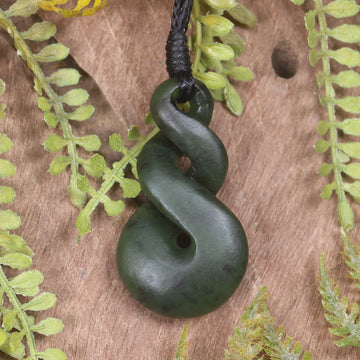 Twist carved from Rimu Pounamu - NZ Greenstone