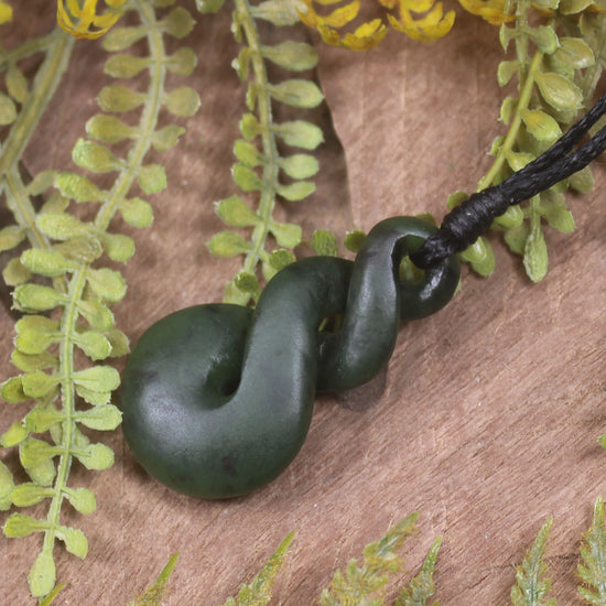 Twist carved from Rimu Pounamu - NZ Greenstone