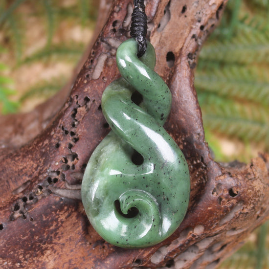 Koru Twist carved from Hapopo  Pounamu - NZ Greenstone