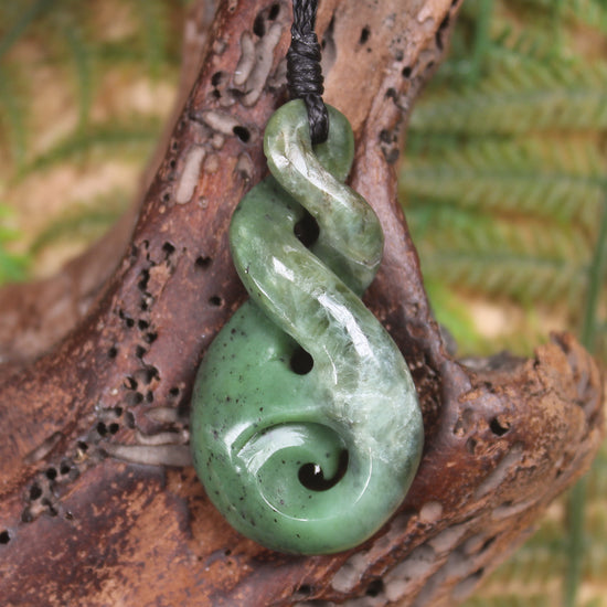 Koru Twist carved from Hapopo  Pounamu - NZ Greenstone