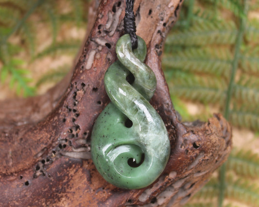 Koru Twist carved from Hapopo  Pounamu - NZ Greenstone
