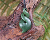 Twist or Pikorua carved from Hapopo Pounamu - NZ Greenstone