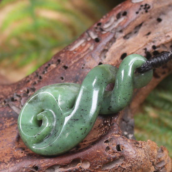 Koru Twist carved from Hapopo  Pounamu - NZ Greenstone