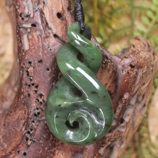 Hapopo Pounamu Koru Twist pendant - NZ Greenstone