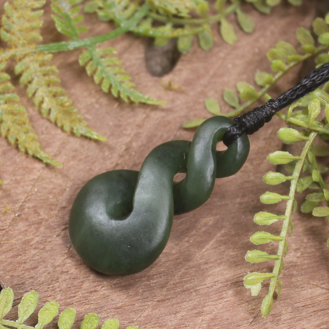 Twist carved from Rimu Pounamu - NZ Greenstone
