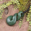 Twist or Pikorua carved from Hapopo Pounamu - NZ Greenstone