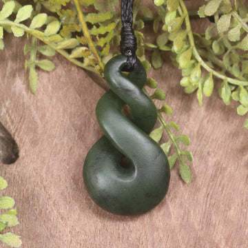 Twist carved from Rimu Pounamu - NZ Greenstone