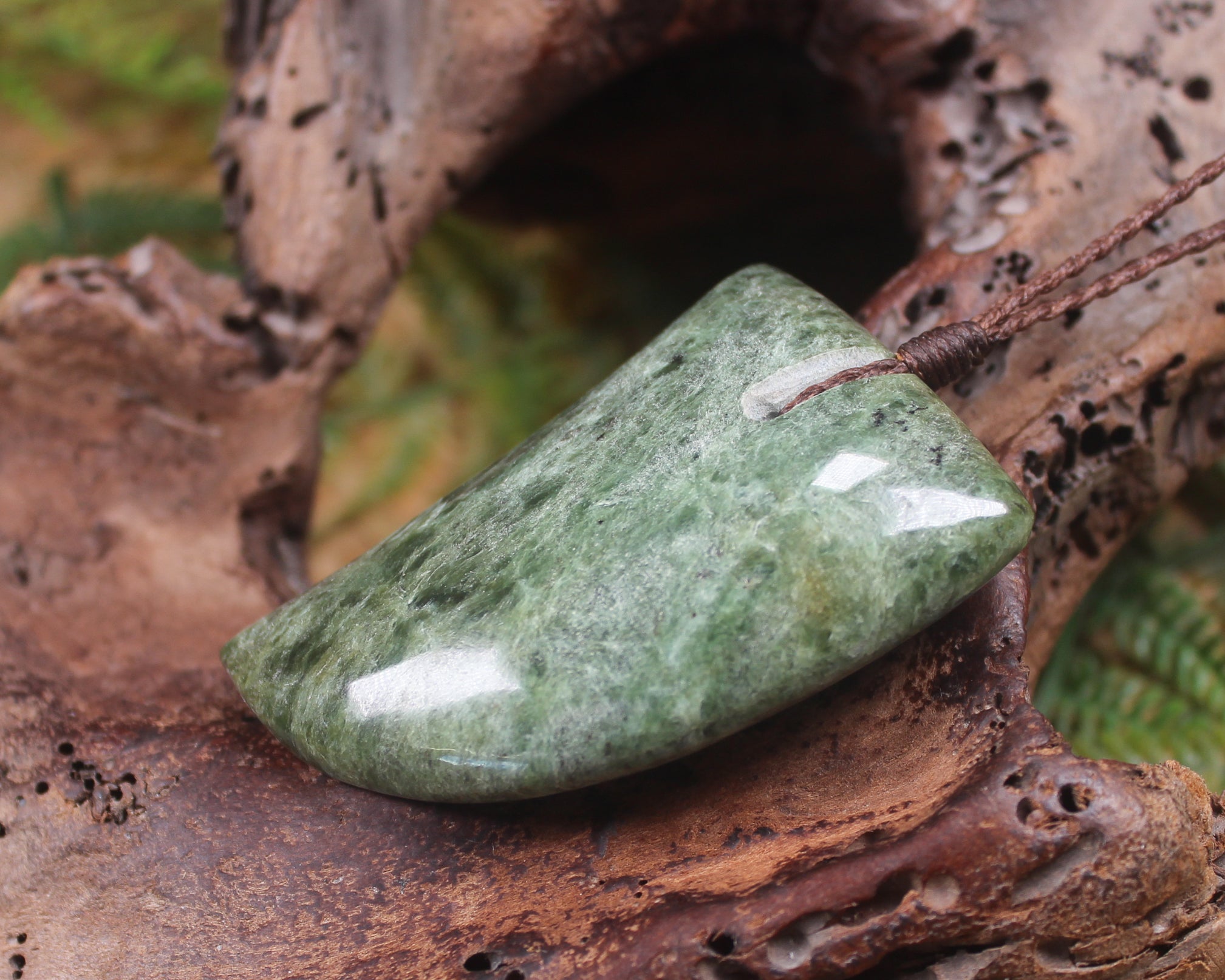 Taniwha Tooth or Niho carved from Kawakawa Pounamu - NZ Greenstone