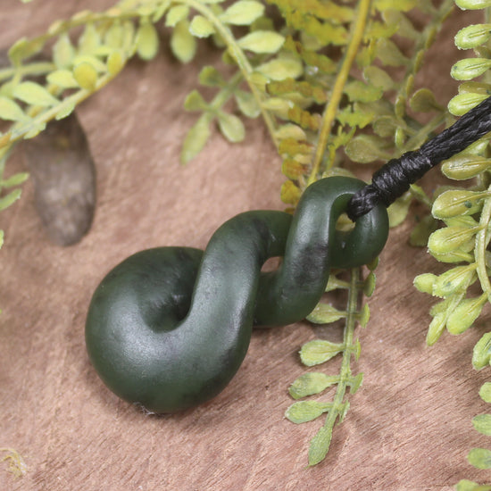 Twist carved from Rimu Pounamu - NZ Greenstone