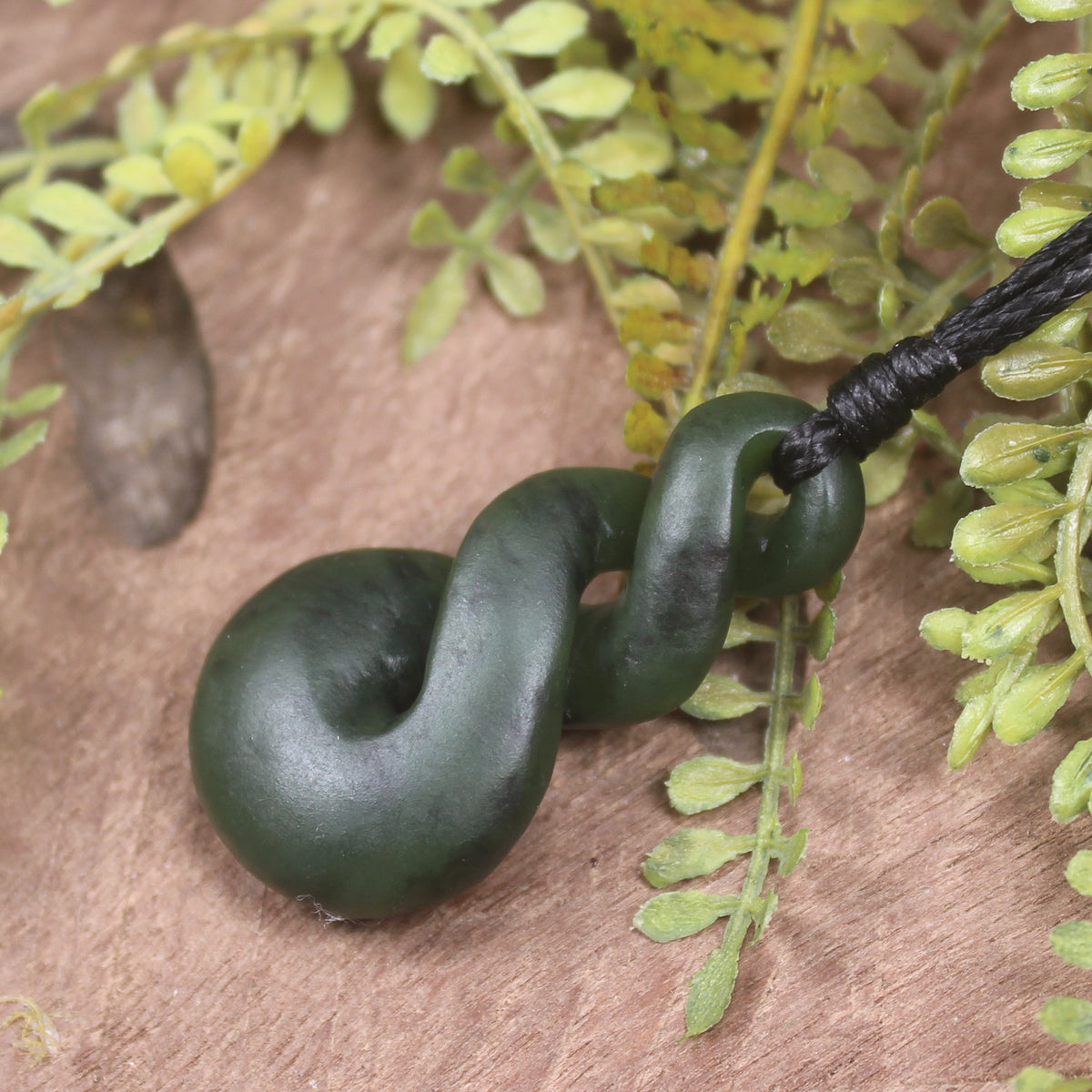 Twist carved from Rimu Pounamu - NZ Greenstone