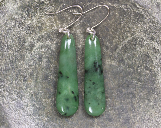 NZ Greenstone Small Roimata Earrings (BM636) Hapopo Pounamu