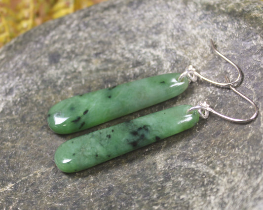 NZ Greenstone Small Roimata Earrings (BM636) Hapopo Pounamu